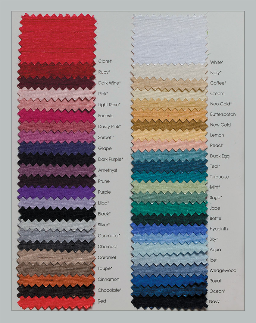 Neckwear colours from Suits Newbury - Polyester Dupion range