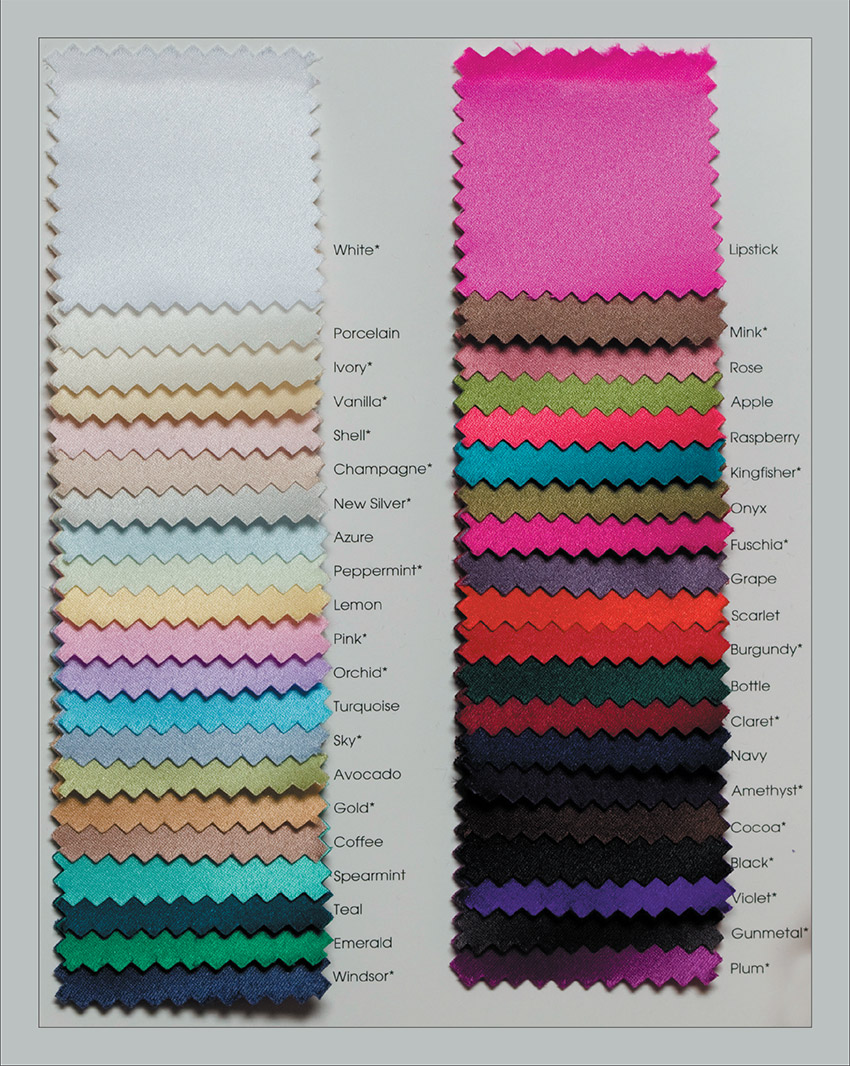 Neckwear colours from Suits Newbury - Polyester Satin range