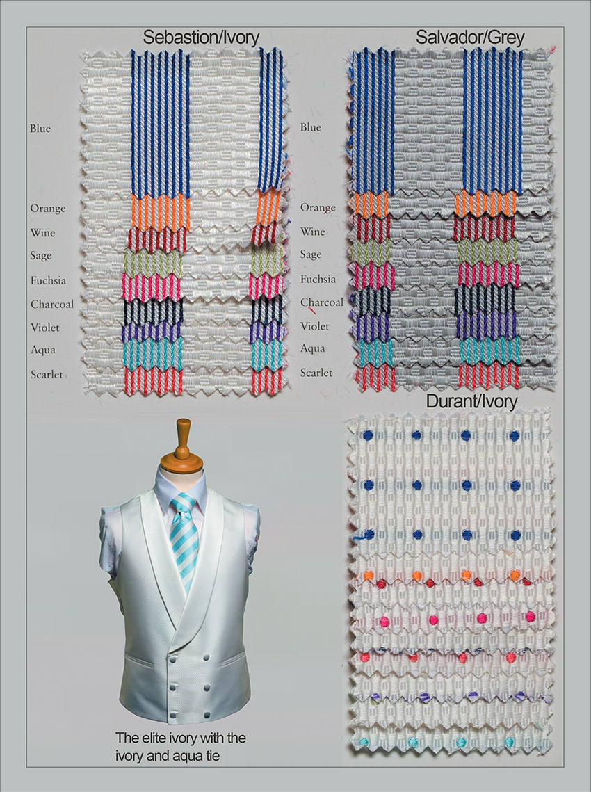 Matching neckwear colours for Elite range waistcoats